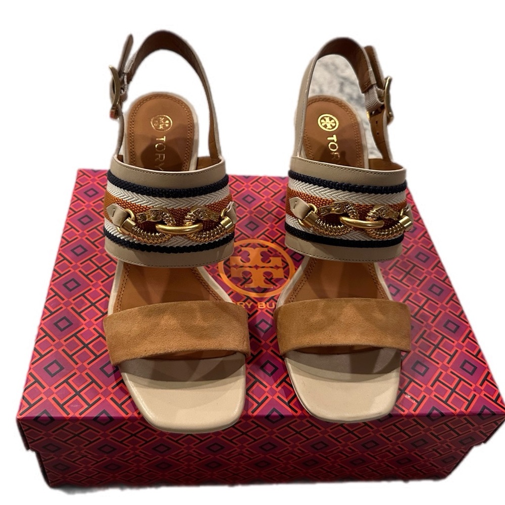 Tory Burch Jessa Block Heel Sandal Size 9.5- with box - Picture 4 of 15